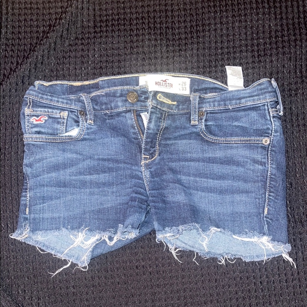 Hollister Blue Jean Shorts Distressed Cut-Off Style